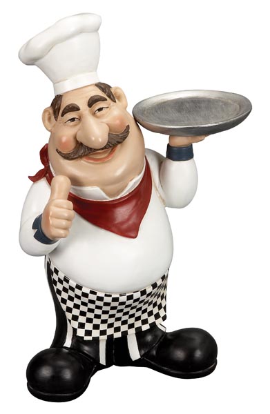15" French Fat Chef With Serving Tray And Thumbs Up