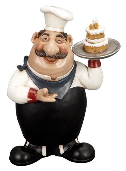 12" French Fat Chef With Menu Chalk Board & Tray