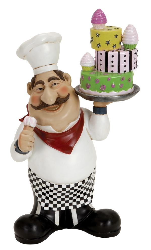 Chef Holding Cake And Cone 16"Hx9"W.