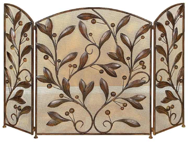 71889 - Metal Fireplace Screen With Leaf Design 48"X30".