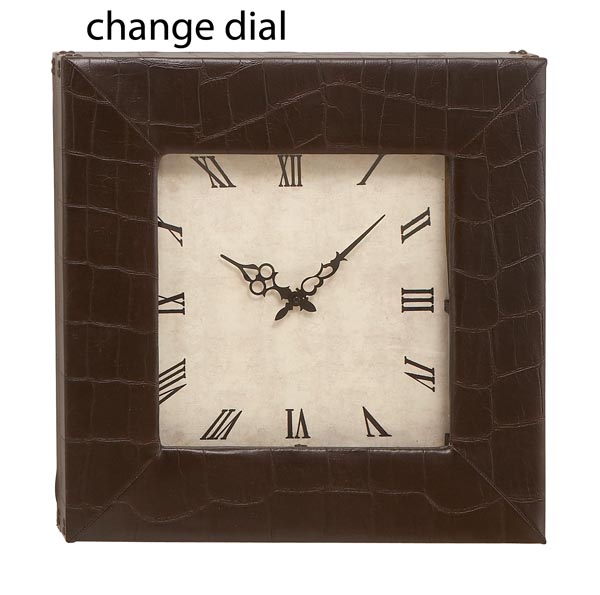 20" Royal Square Wood N Leather Wall Clock