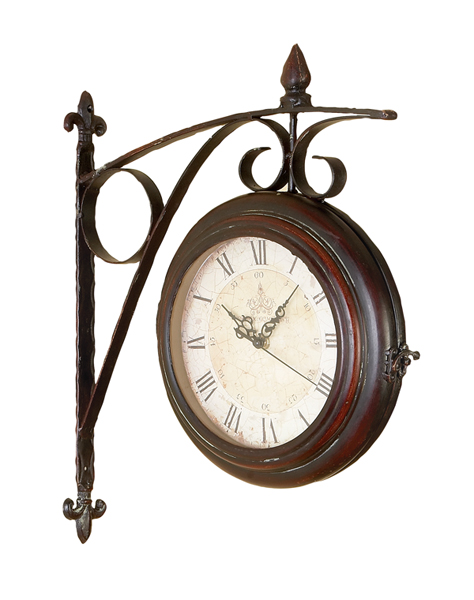 16" Railway Station Train Double Sided Metal Clock
