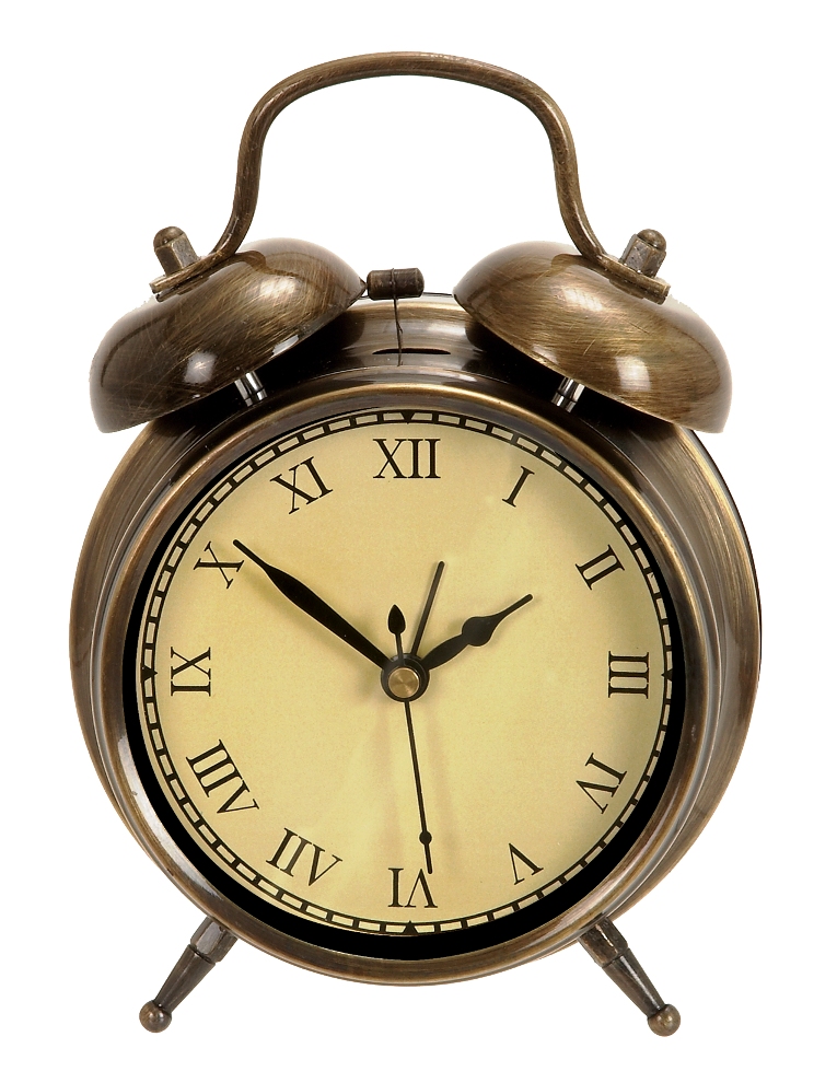 Table Clock In Antique Brass.
