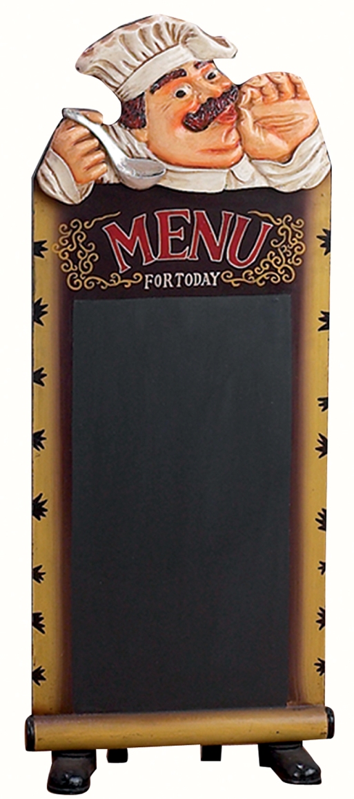 Chef With Chalk Board Menu 41"Hx16"W.