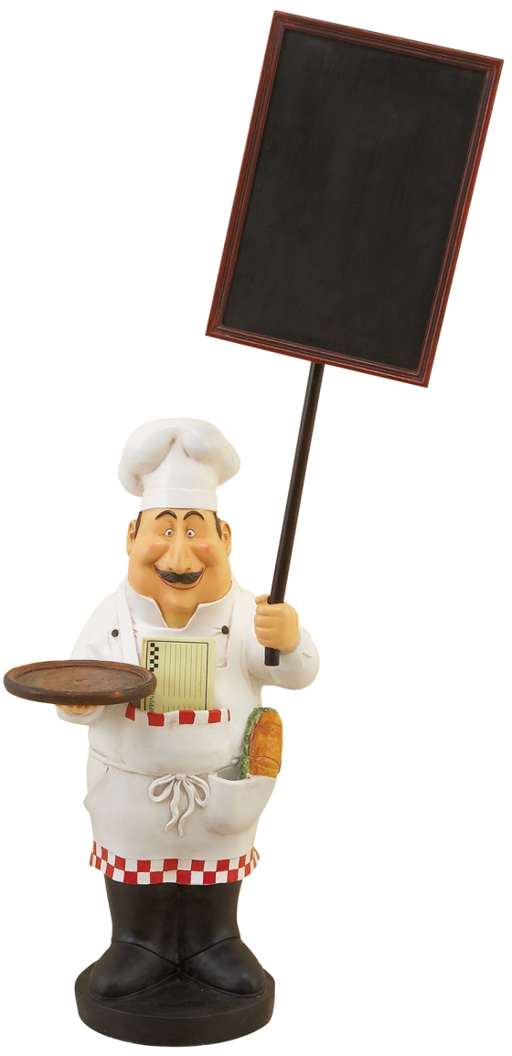 Chef With Chalk Board Menu And Tray 48"H.