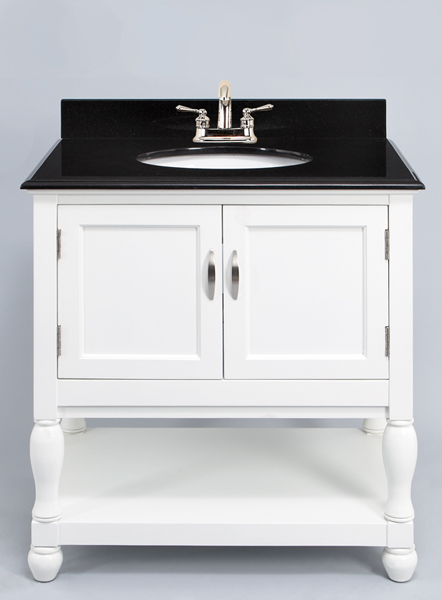 76073 - White Monsoon Granite  Bathroom Vanity W/ Sink Faucet