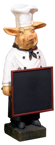 23" Pig French Fat Chef W/ Chalk Board Menu Sign Board