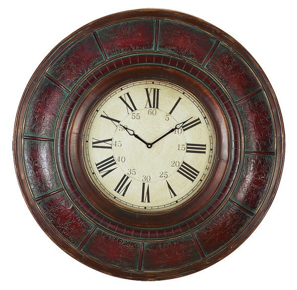 36" Oxford BurgundyRound Roman Wood Wall Decor Clock