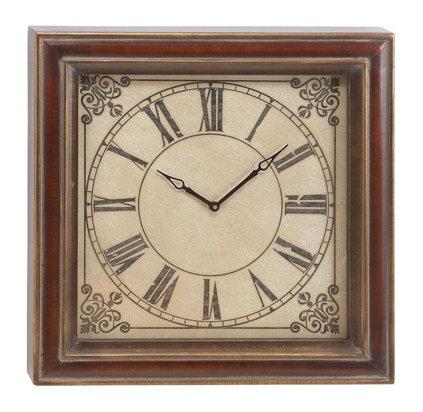 25" Royal Filigree Square Wood Art Decor Wall Clock