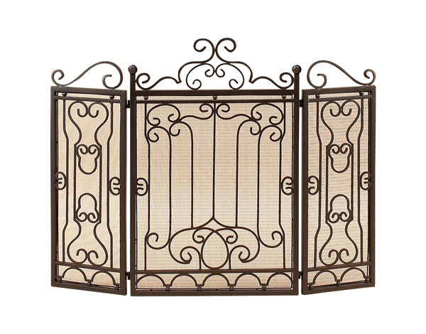 90569 - Metal Fireplace Screen With Wire Mesh Screen 