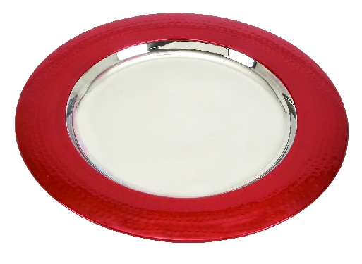Lot/ 18 Red Steel Charger Plates 12"