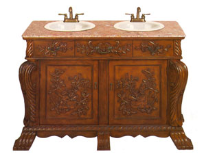 Simone Double Sink Marble Top Vanity W/Sink Faucet