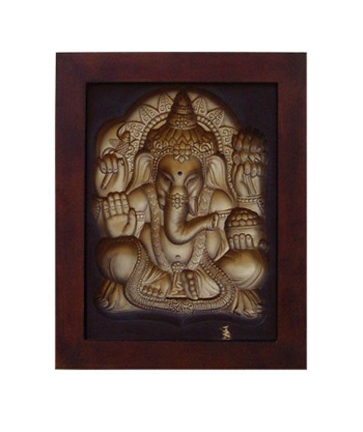Ganesha Gold Large Frame Holographic Sculpture Statue