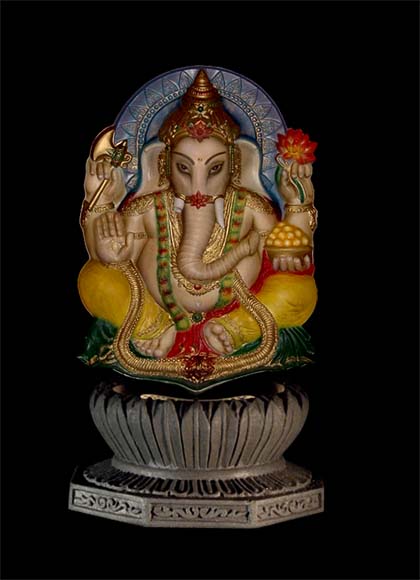 Ganesha Color Lotus Lamp Holographic Sculpture Statue