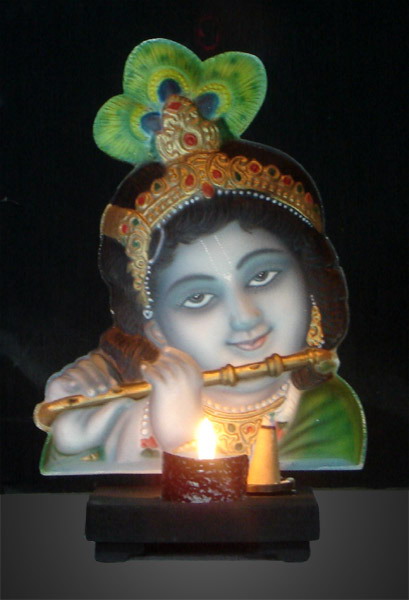 Krishna Color Tea Candle Holographic Sculpture Statue