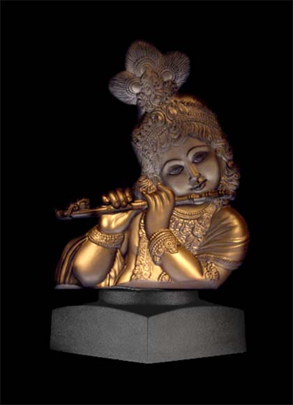 Krishna Gold Diamond Base Holographic Sculpture Statue
