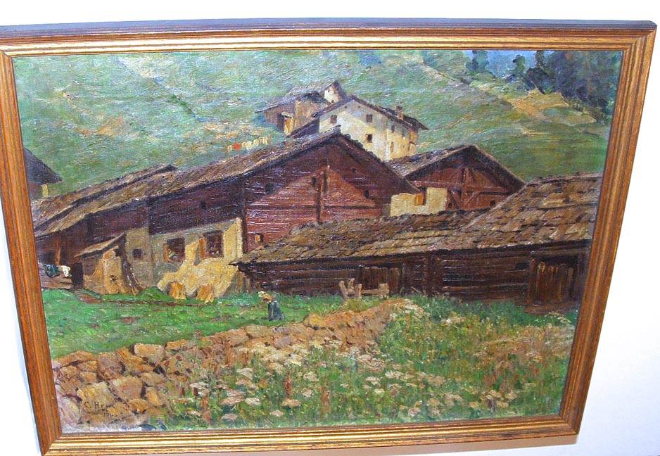 ST. MORITZ SWISS ALPS OIL BY  CARL ARP-1900-WELL-LISTED
