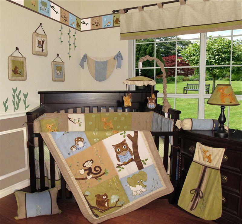 SISI Custom Baby Bedding Forest Friends 13 PCS Crib Bedding Set