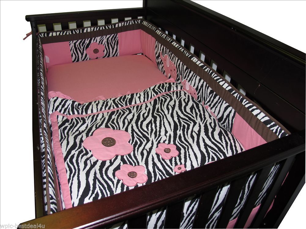 Baby Boutique Pink Zebra 15 Pcs Crib Bedding Set eBay