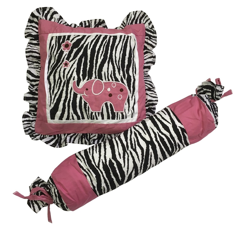 Baby Boutique Pink Zebra 15 pcs Nursery Crib Bedding Set