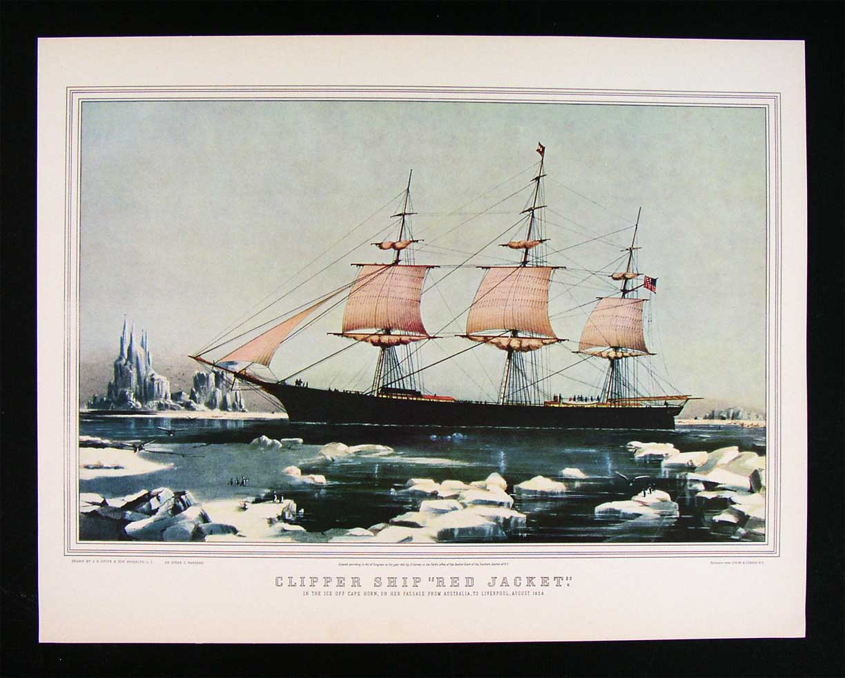 Print The Red Jacket Clipper SHIP in Ice Off Cape Horn Maritime