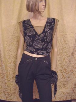 $5770 New CHRISTIAN DIOR Black Silk Beaded Tie Top 6 38