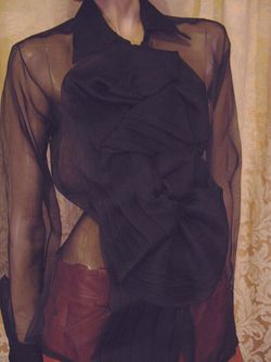 $2105 CHRISTIAN DIOR Sheer Black Rose Silk Top 14 / 46