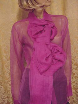 $2105 New CHRISTIAN DIOR Sheer Pink Rose Silk Top 14 46