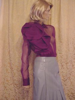 $2380 CHRISTIAN DIOR Sheer Purple Rose Silk Top 6 / 38