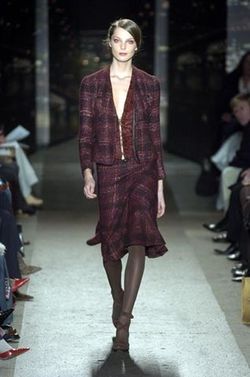 $2160 New DONNA KARAN Burgundy Cashmere Tweed Skirt 10
