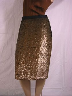 $4995 DOLCE & GABBANA Bronze Sequin Pencil Skirt 44 10