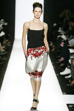 $2290 New NARCISO RODRIGUEZ Silk Art Print Skirt 8 / 44