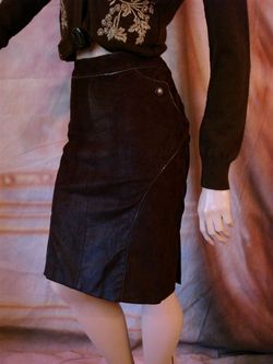 $2225 ROBERTO CAVALLI Suede Leather Snake Skirt 10 / 44