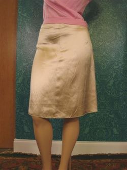 $2450 New VALENTINO Taupe Smocked Silk Satin Skirt 6
