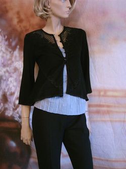 $5900 New VALENTINO Black Beaded Lace Trapeze Sweater M
