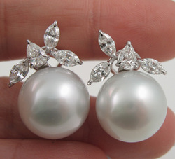 Famous Design South Sea Pearl 1.68ct Diamond Earrings