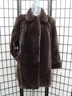 NEW BROWN SHEARED  BEAVER FUR COAT WOMEN ALL SIZE