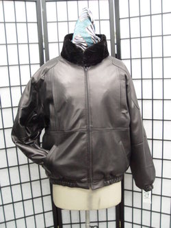 NEW SHEARED BEAVER FUR LEATHER REVERSIBLE JACKET MEN 46