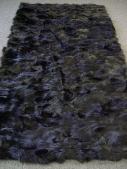 NEW BLACK FOX FUR PLATE BLANKET THROW COAT JACKET