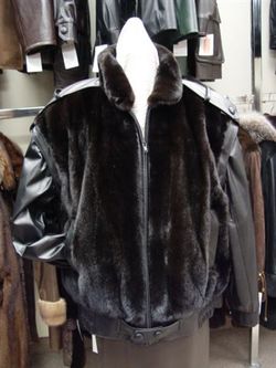 NEW MINK FUR LEATHER JACKET MEN SZ 42-44