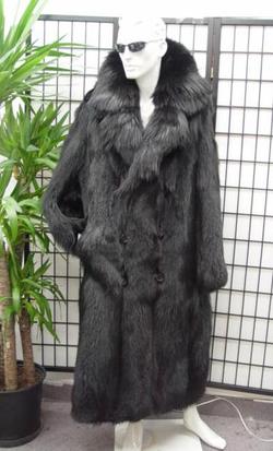 $NEW BLACK COYOTE FUR COAT MEN SIZE 48-50