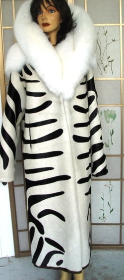 ~BRAND NEW COW W/ FOX FUR COAT WOMEN MEN SZ ALL