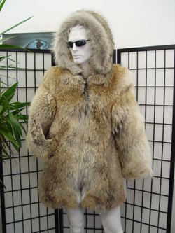 NEW TOP QUALITY COYOTE FUR COAT MEN  CUSTOM