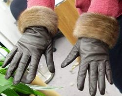 NEW MINK  FUR LEATHER GLOVES WOMEN 