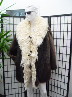 NEW TOP QUALITY LONG HAIRED BEAVER  FUR COAT MEN