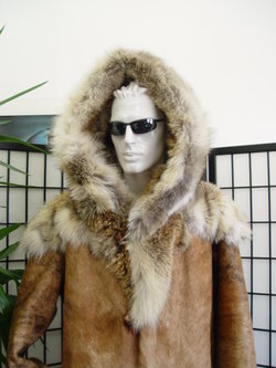 ~BRAND NEW COW W/ COYOTE FUR JACKET COAT MEN SZ ALL
