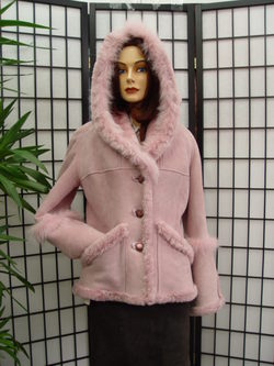NEW PINK SHEARLING SHEEPSKIN LAMB FUR JACKET WOMEN ALL