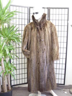 ~NEW BROWN LONG HAIRED BEAVER FUR COAT MEN SIZE50