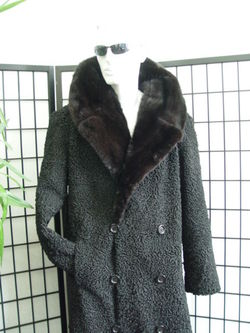 NEW BLACK PERSIAN LAMB & MINK FUR COAT MEN