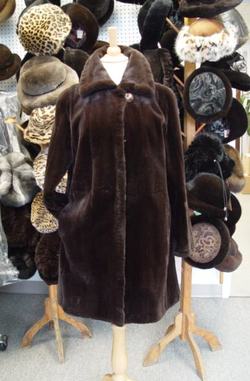 NEW MAHOGANY SHEARED MINK FUR COAT WOMEN 6-8